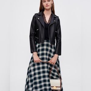 Maje Black leather biker moto jacket small NWOT